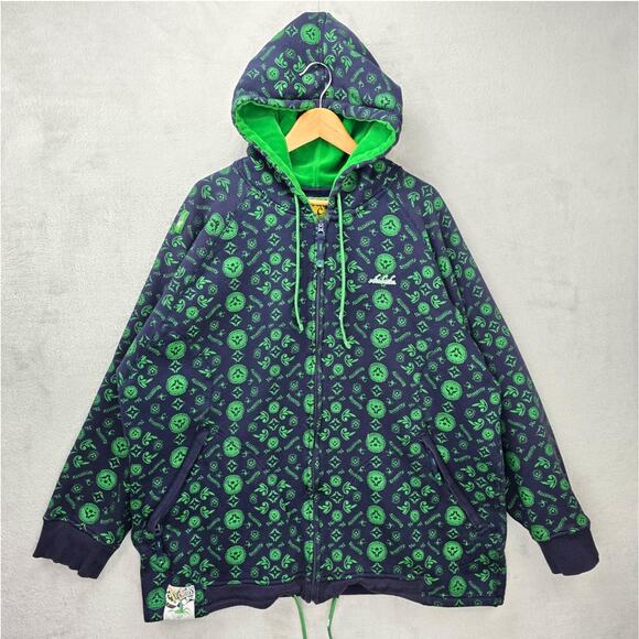 Akademiks Other - Vintage Akademiks Zip Up Hoodie Mens XXL Green AOP Velvet Lined Hood 90s Y2K